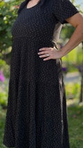 Melanie Black Floral Tiered Midi Dress