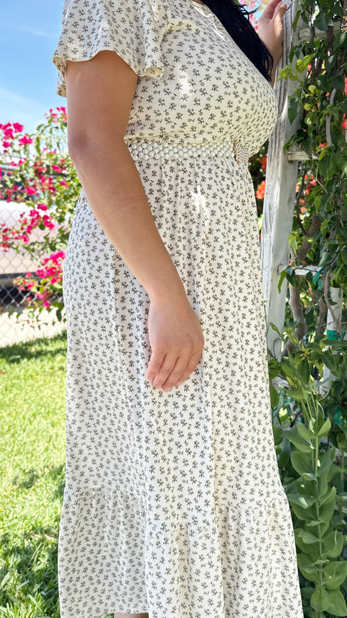 'Shiloh' Ditsy Floral Ribbed Midi Dress